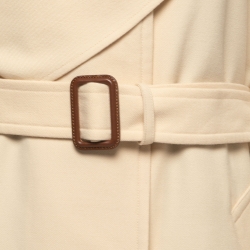 Gucci Beige Wool Draped Belted Layered Coat S 