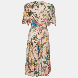 مملوكة مسبقًا Gucci Pink Tian Printed Silk Midi Dress M