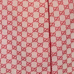 Pre Owned Gucci Ivory & Red Logo Jacquard Midi Skirt M