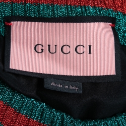Pre Owned Gucci Black Silk Logo Printed Rib-Trim Detail Sweatshirt L
