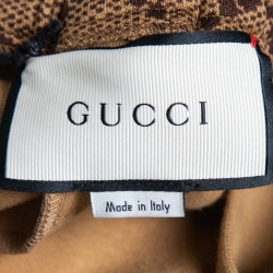 Pre Owned Gucci Brown GG Technical Jersey Pleated Skirt XL