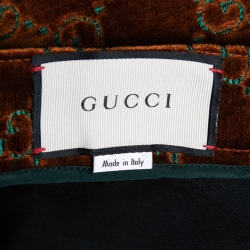 Pre Owned Gucci Brown GG Velvet Midi Skirt S