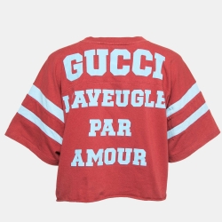 Pre Owned Gucci Red Cotton 1921 Print T-Shirt S