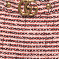 Pre Owned Gucci Red/Black Tweed Logo Buckle Detail A-Line Skirt S