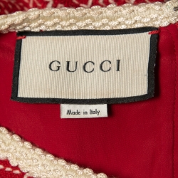 Gucci Red Logo Patterned Wool Blend Pocket Detail Mini Dress M