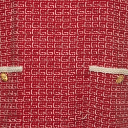 Gucci Red Logo Patterned Wool Blend Pocket Detail Mini Dress M