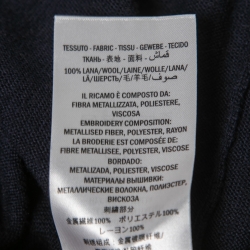 Pre Owned Gucci Navy Blue Wool Knit Bee Appliqued V-Neck Sweater S