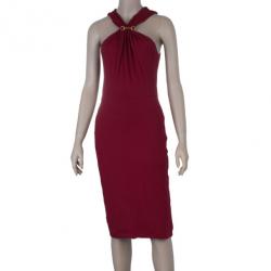 Pre Owned فستان غوتشي أحمر حمالة عنق هورسبت S