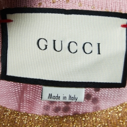 Pre Owned Gucci Pink & Gold GG Logo Crystal Wool Jumper S