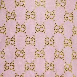 Pre Owned Gucci Pink & Gold GG Logo Crystal Wool Jumper S