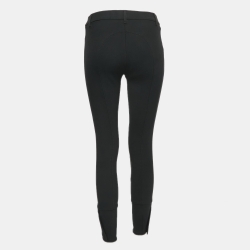 Gucci Black Cotton Blend Leather Trimmed Trousers S