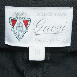 Gucci Black Cotton Blend Leather Trimmed Trousers S