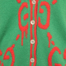 Gucci Green Ghost Patterned Wool Reversible Cardigan M