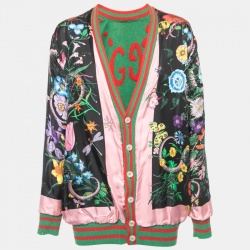 Gucci Green Ghost Patterned Wool Reversible Cardigan M