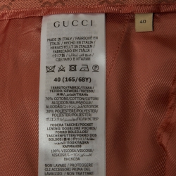 Pre Owned Gucci Pink GG Jacquard Wide-Leg Cropped Pants S
