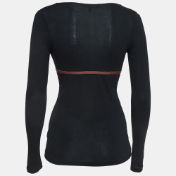 Pre Owned Gucci Black Modal Gathered Long Sleeve Top S