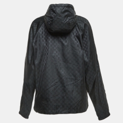 Gucci Black GG Monogram Jacquard Detachable Hood Windbreaker L