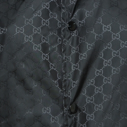 Gucci Black GG Monogram Jacquard Detachable Hood Windbreaker L