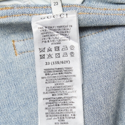 Pre Owned Gucci Blue Faded Denim High Rise Flared Jeans S Waist 23''