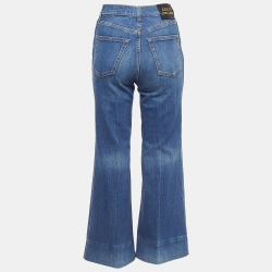 Pre Owned Gucci Blue Faded Denim High Rise Flared Jeans S Waist 23''