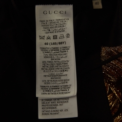 Gucci Metallic Gold Satin Silk and Lame Plisse With Harness Gown S