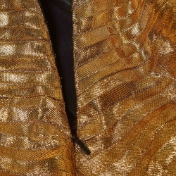 Gucci Metallic Gold Satin Silk and Lame Plisse With Harness Gown S
