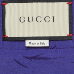 Pre Owned Gucci Purple Silk Blend GG Buckle Detail A-Line Knee Length Skirt S