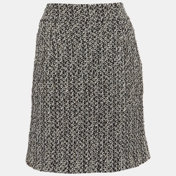 Pre Owned Gucci Black 'Blind For Love' Embroidered Tweed Buckle Detail Mini Skirt M