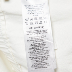 Pre Owned Gucci Cream Cotton Web Accent Zip Front Hooded Windbreaker Jacket L