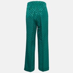 Pre Owned Gucci Green GG Jacquard Trousers M