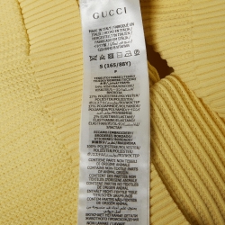 مملوكة مسبقًا Gucci X Adidas Yellow Rib Knit Buttoned Crop Cardigan S