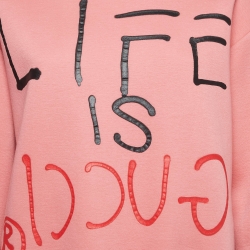 Pre Owned Gucci Pink Life Is Gucci Spray Painted Cotton Sweatshirt M