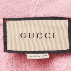Pre Owned Gucci Pink Printed Cotton Oversized Hoodie S