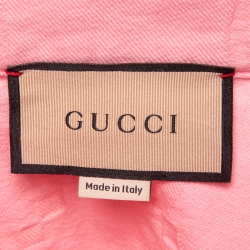 Pre Owned Gucci Pink GG Web Embossed Denim Jacket S