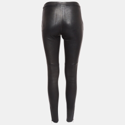 Pre Owned Gucci Black Leather Skinny Trousers S