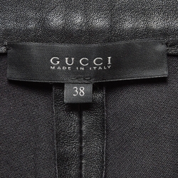Pre Owned Gucci Black Leather Skinny Trousers S
