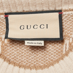 مملوكة مسبقًا Gucci Beige GG Wool Knit Mini Dress L