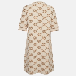 مملوكة مسبقًا Gucci Beige GG Wool Knit Mini Dress L