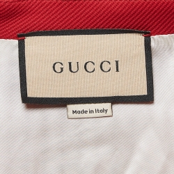 Pre Owned Gucci Red Interlock GG Nylon Knit Zipper Jacket S