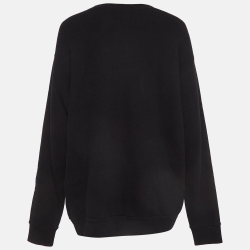 Pre Owned Gucci Black Logo Print Cotton Star Sequin Embellished Sweatshirt M