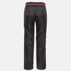 Pre Owned Gucci Black GG Web Pattern Synthetic Track Pants S