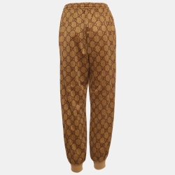 Pre Owned Gucci Brown GG Monogram Print Jersey Track Pants M