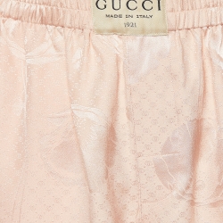 مملوكة مسبقًا Gucci Coral Pink Floral Silk Jacquard Shorts S