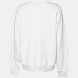 مملوكة مسبقًا Gucci Cream Gucci Lamb Patch Cotton Oversized Sweatshirt S