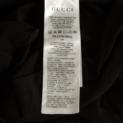 Pre Owned Gucci Black Logo Print Cotton T-Shirt XS