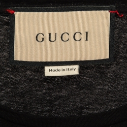 Pre Owned Gucci Black Logo Print Cotton T-Shirt XS