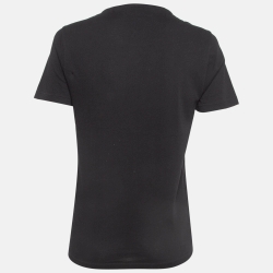 Pre Owned Gucci Black Logo Print Cotton T-Shirt XS