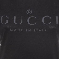 Pre Owned Gucci Black Logo Print Cotton T-Shirt XS