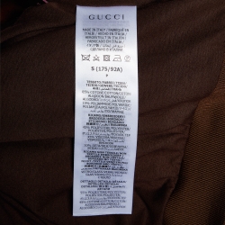 Pre Owned Gucci Brown Velvet Ram Patch Detail Zip Up Bomber Jacket S