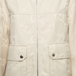 Gucci Beige GG Web Cotton Canvas Hooded Jacket S